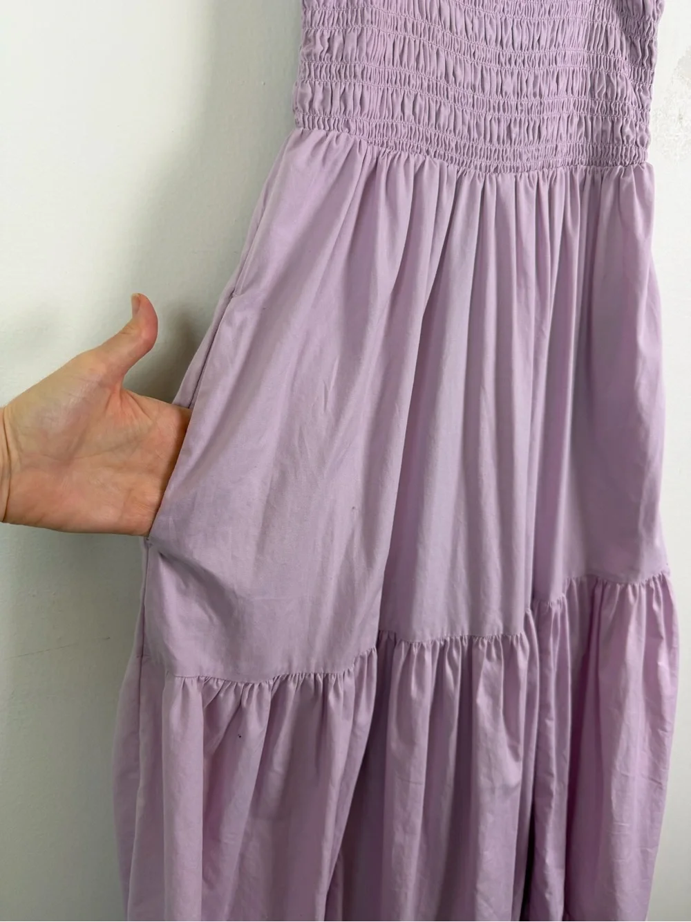 Abercrombie & Fitch Smocked Bodice Easy Maxi Dress in Lavender Size S